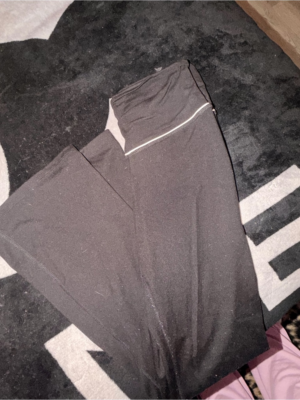 Love Tree Black Wide-Leg Pants with Contrast Waistband